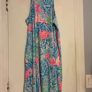 Lilly Pulitzer Blue, Pink & Green Floral Maxi Dress